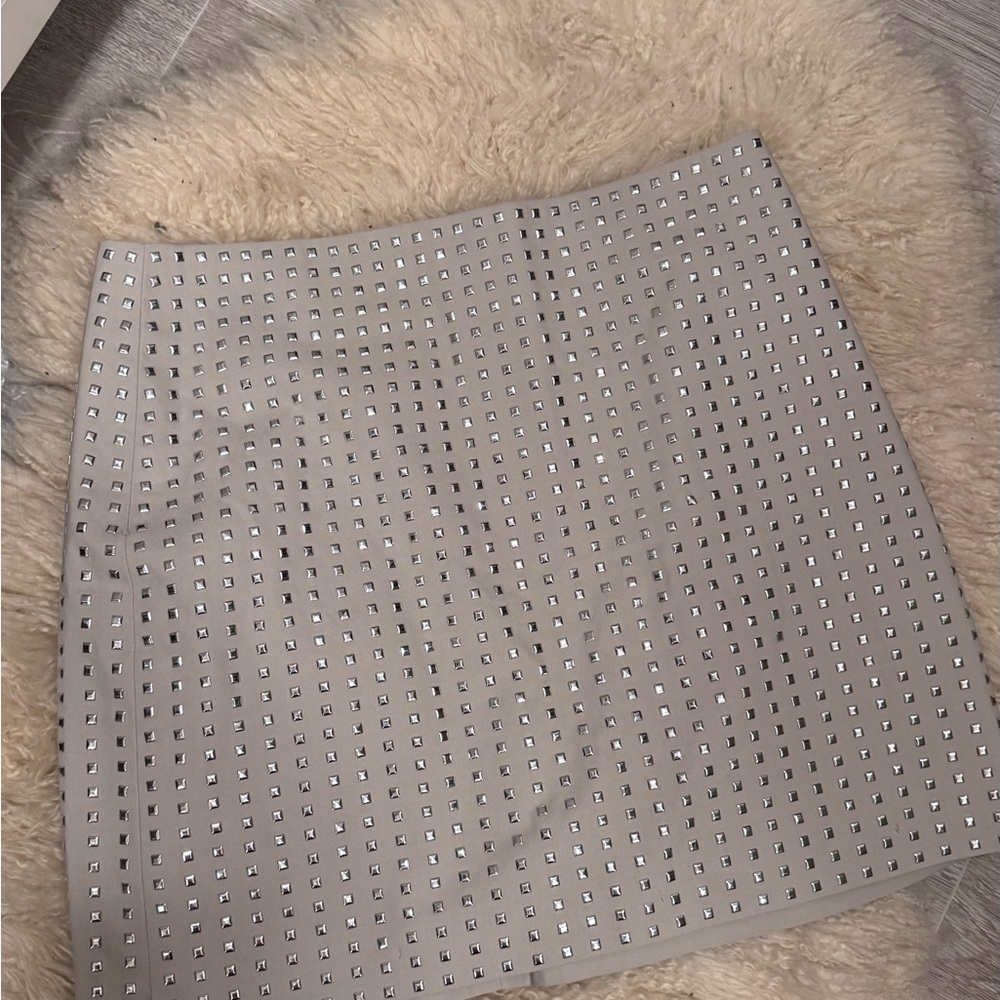Elegant Gray Studded Skirt